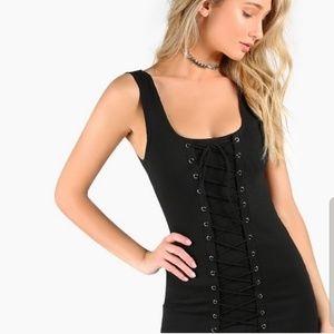 Lace Up Bodycon Mini Dress